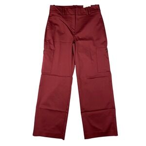 Chicos Sateen Straight Leg Cargo Pants Black Currant New Size 10 Tall Chicos 1.5